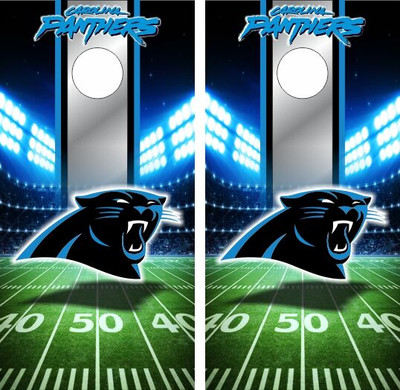 Carolina Panthers Version 7 Cornhole Wraps - Set of 2 - Custom