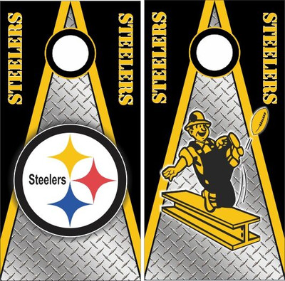 Pittsburgh Steelers Version 10 Cornhole Wraps - Set of 2