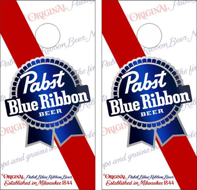 Pabst Blue Ribbon Version 2 Cornhole Wraps - Set of 2 - Custom