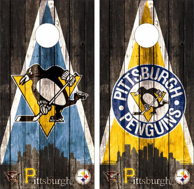 Pittsburgh Football Corn Hole Board Set with Carry Case Skip's Garage