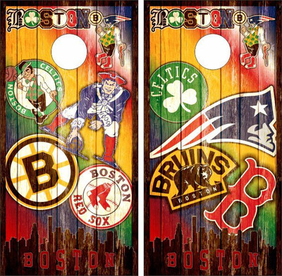 Boston Sports (Version 8) Cornhole Wraps - Set of 2 - Custom Cornhole, LLC