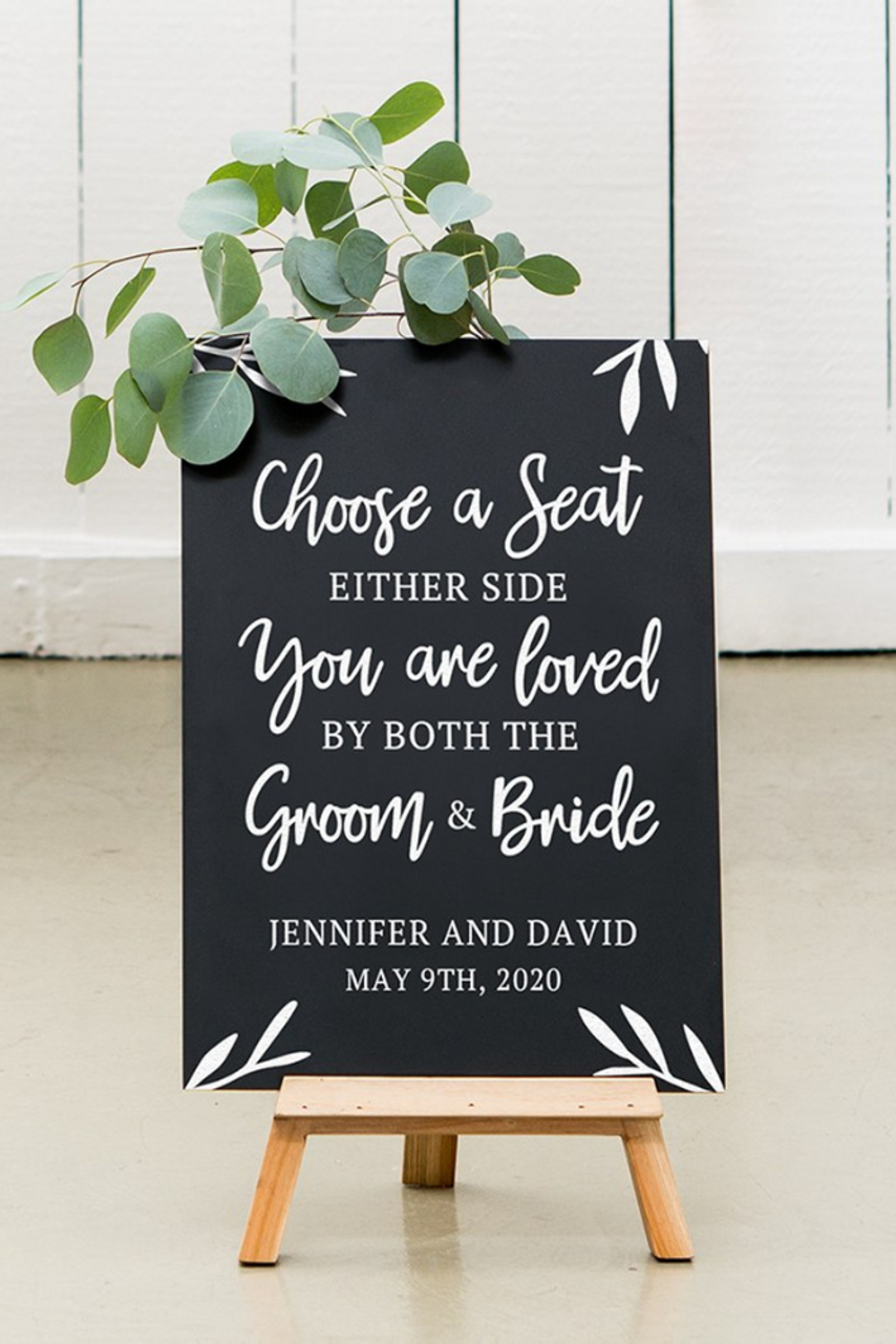 Pick A Seat Not A Side Wedding Sign, Custom Wedding Sign