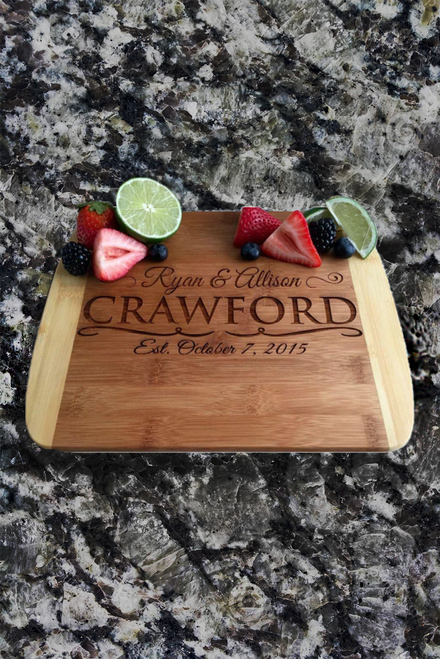 Advantage Bridal Personalized Crawford Bamboo Cutting Board