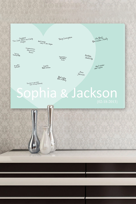 Personalized Guestbook Canvas - Seaglass Love