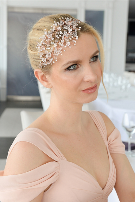 Advantage Bridal with Rose Gold Crystal Hair Vine