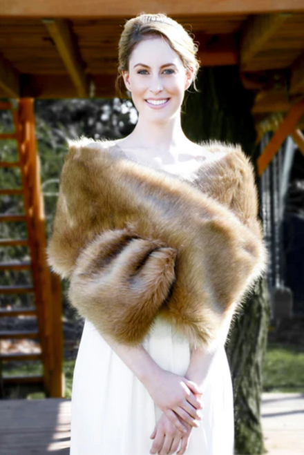 Advantage Bridal Brown Fur Shawl