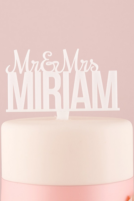 Advantage Bridal Personalized Mr. And Mrs. White Acrylic Cake Topper