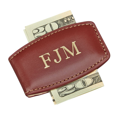 Advantage Bridal Brown Leather Money Clip