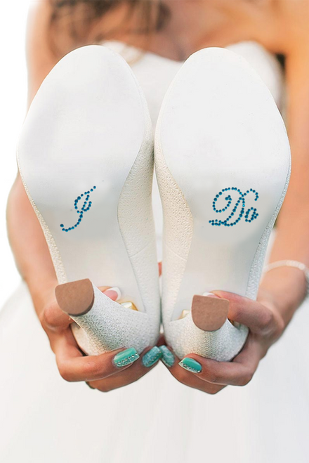 Advantage Bridal I Do Shoe Stickers for Bridal Shoes Turquoise Script