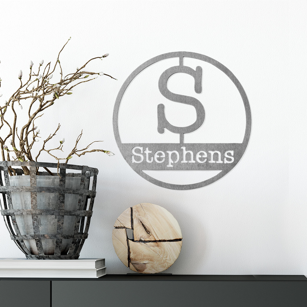 Personalized Circle Monogram Metal Name Sign product image