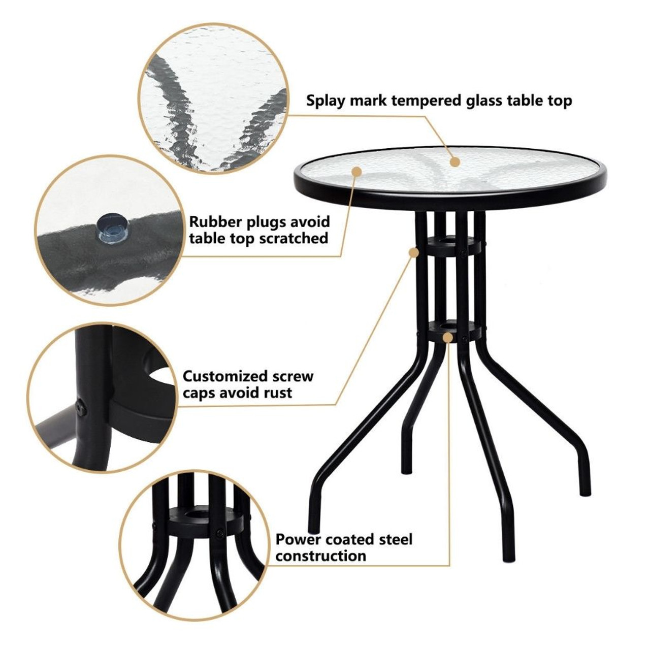 Rattan Folding Chairs and Glass Table Bistro Set product image
