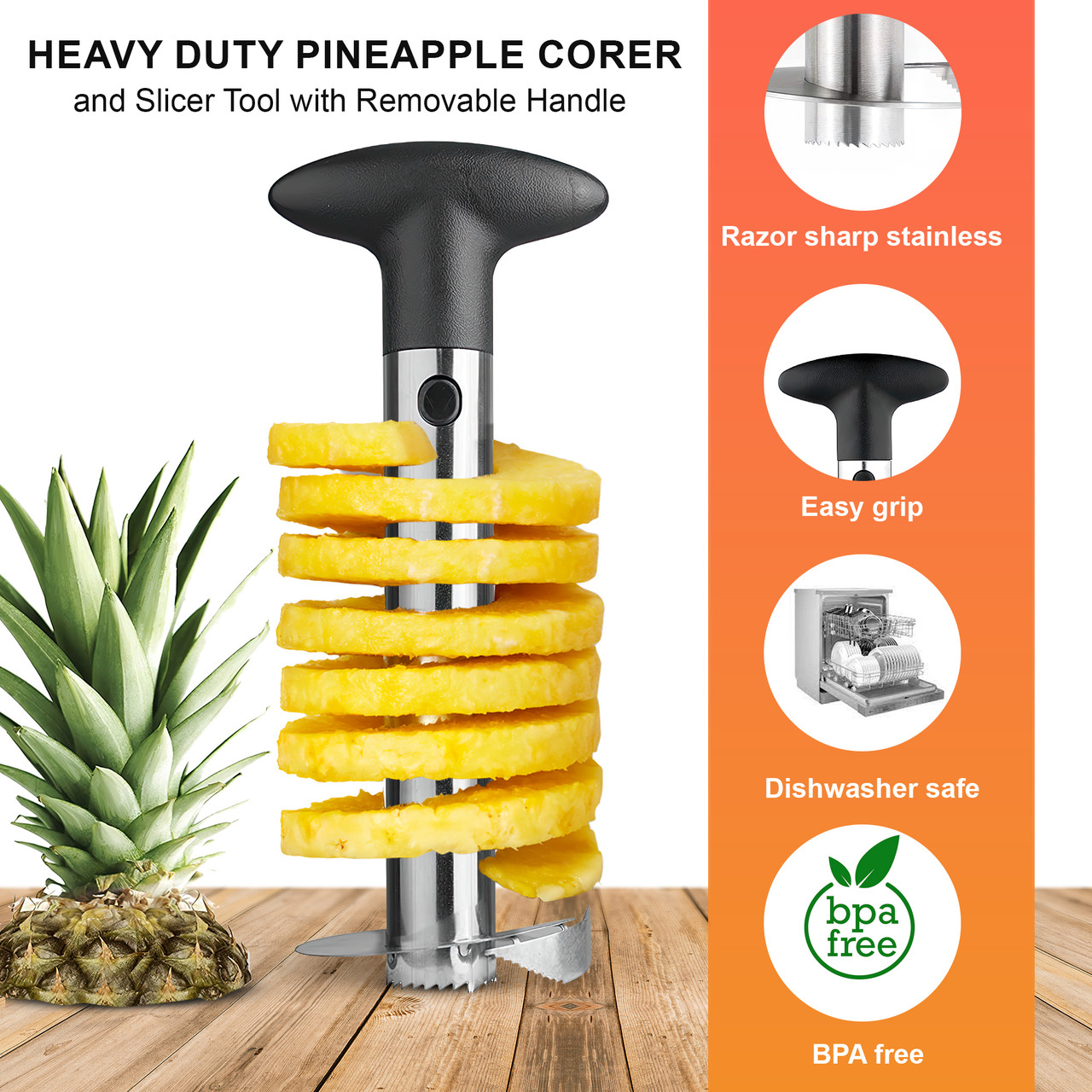 Cheer Collection® Pineapple Corer and Slicer Tool with Non-Slip Handle product image