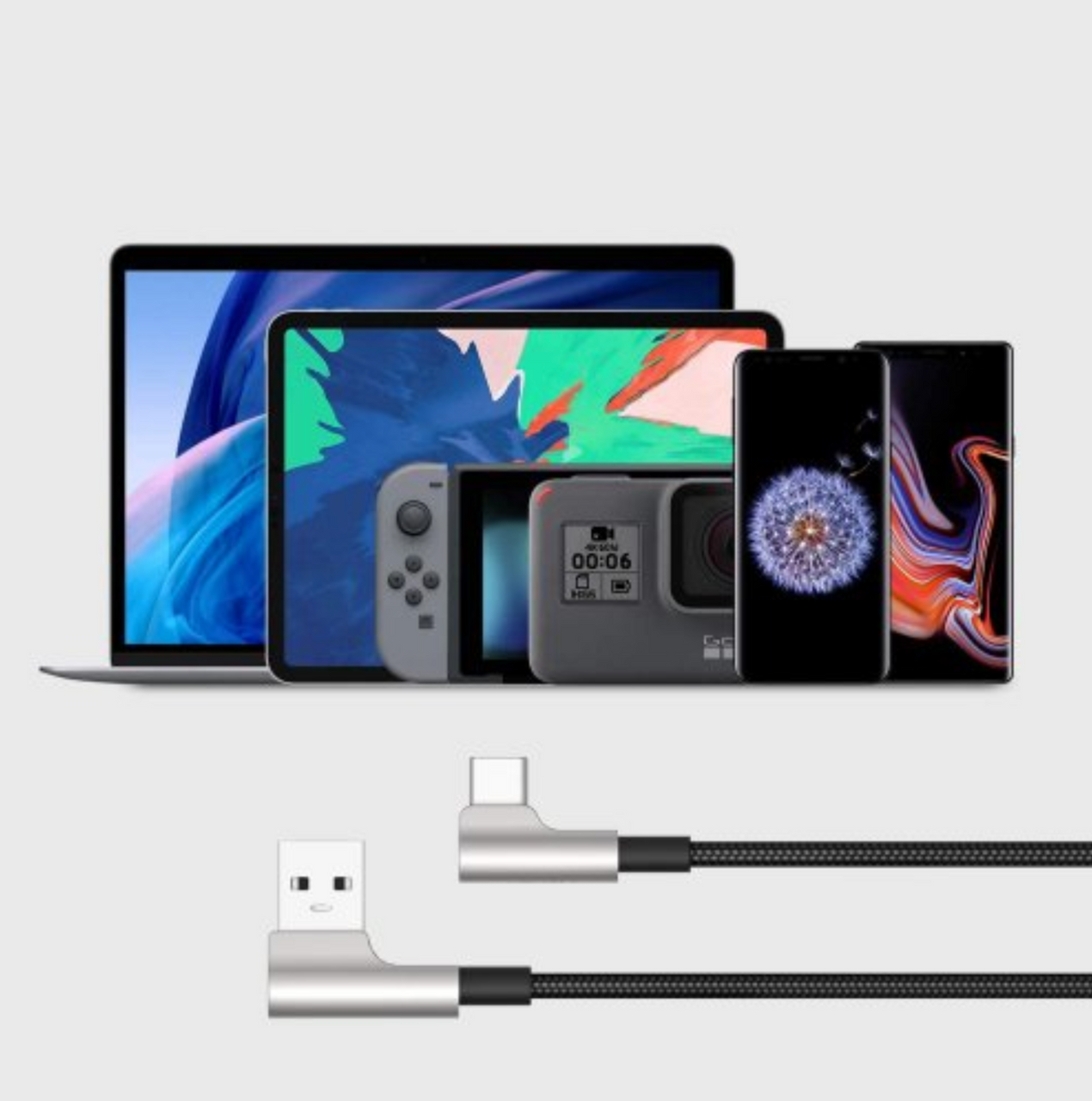 AUKEY® USB to USB-C Cable with 90-Degree Connector (2-Pack) product image