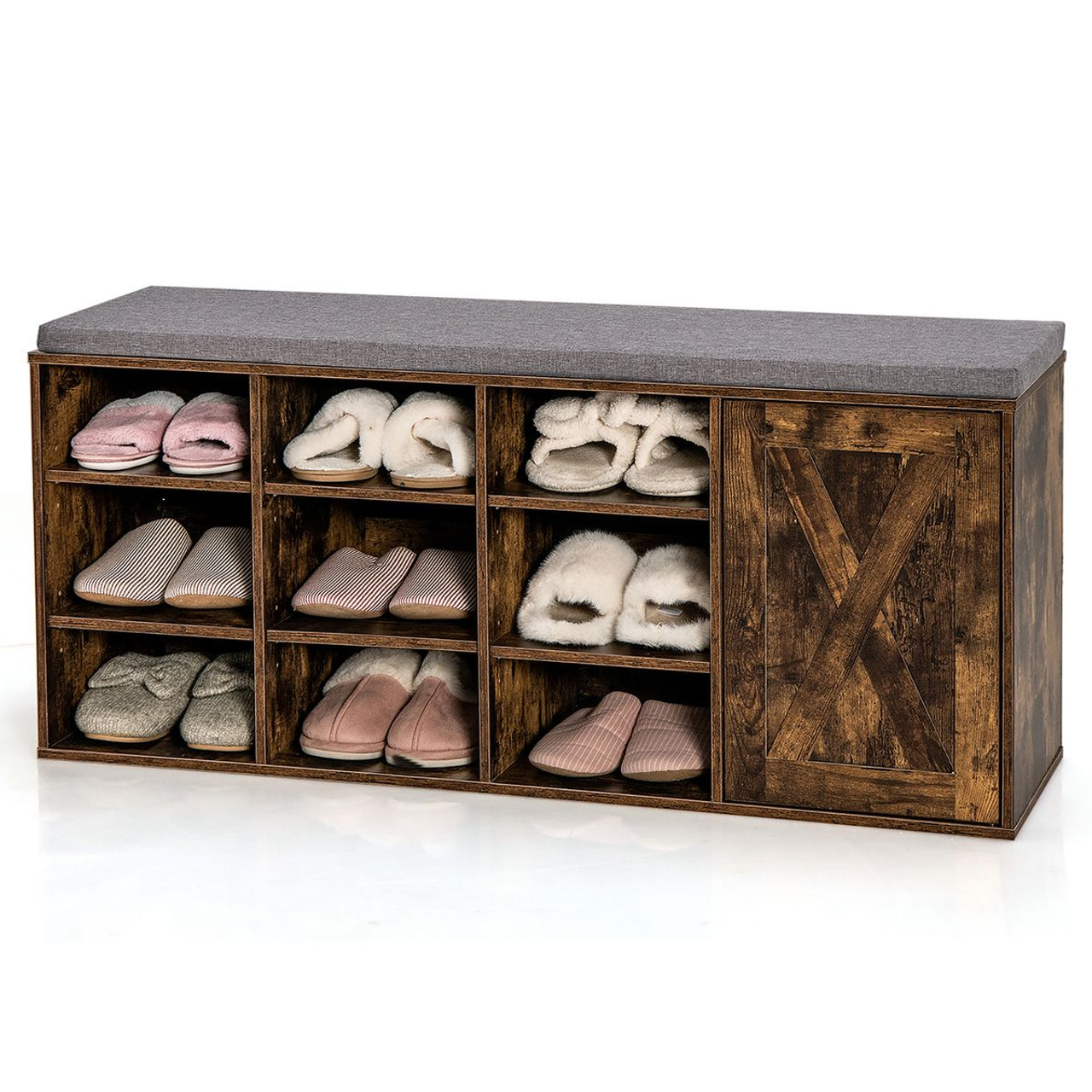 9-Cubby Shoe Bench with Padded Cushion product image