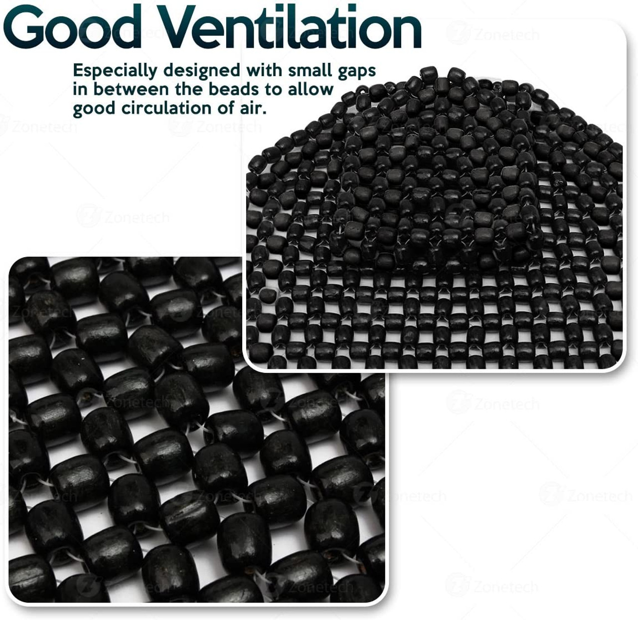 Zone Tech® Black Wood Beaded Massaging Car Seat Cover product image