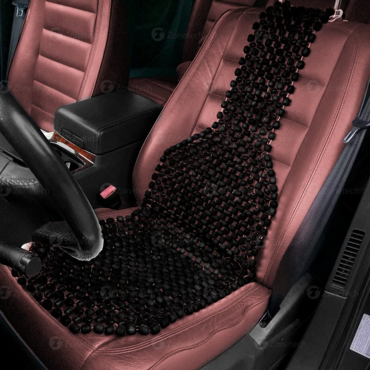 Zone Tech® Black Wood Beaded Massaging Car Seat Cover product image