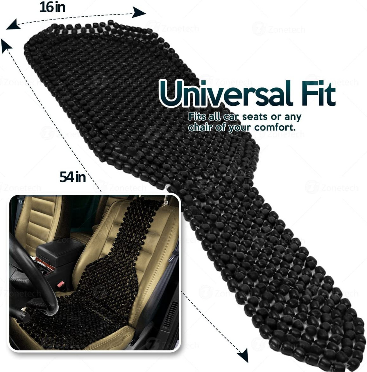 Zone Tech® Black Wood Beaded Massaging Car Seat Cover product image