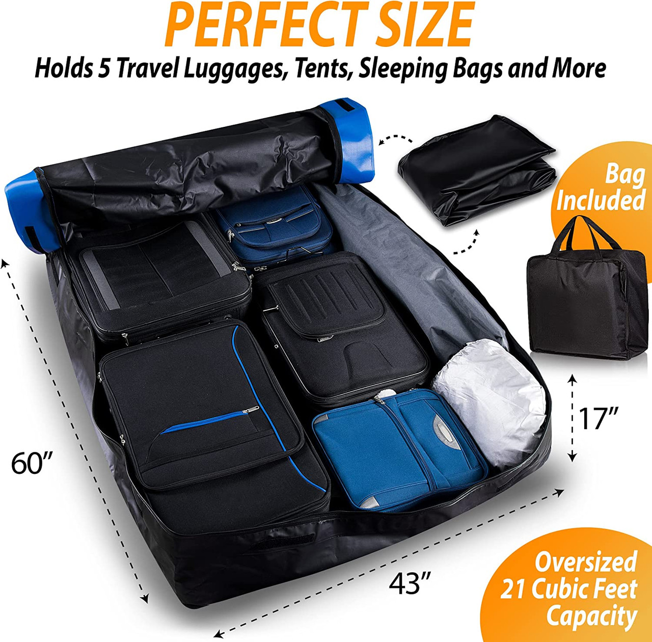 Zone Tech® Waterproof Vehicle Roof Cargo Bag with Anti-Slip Mat product image