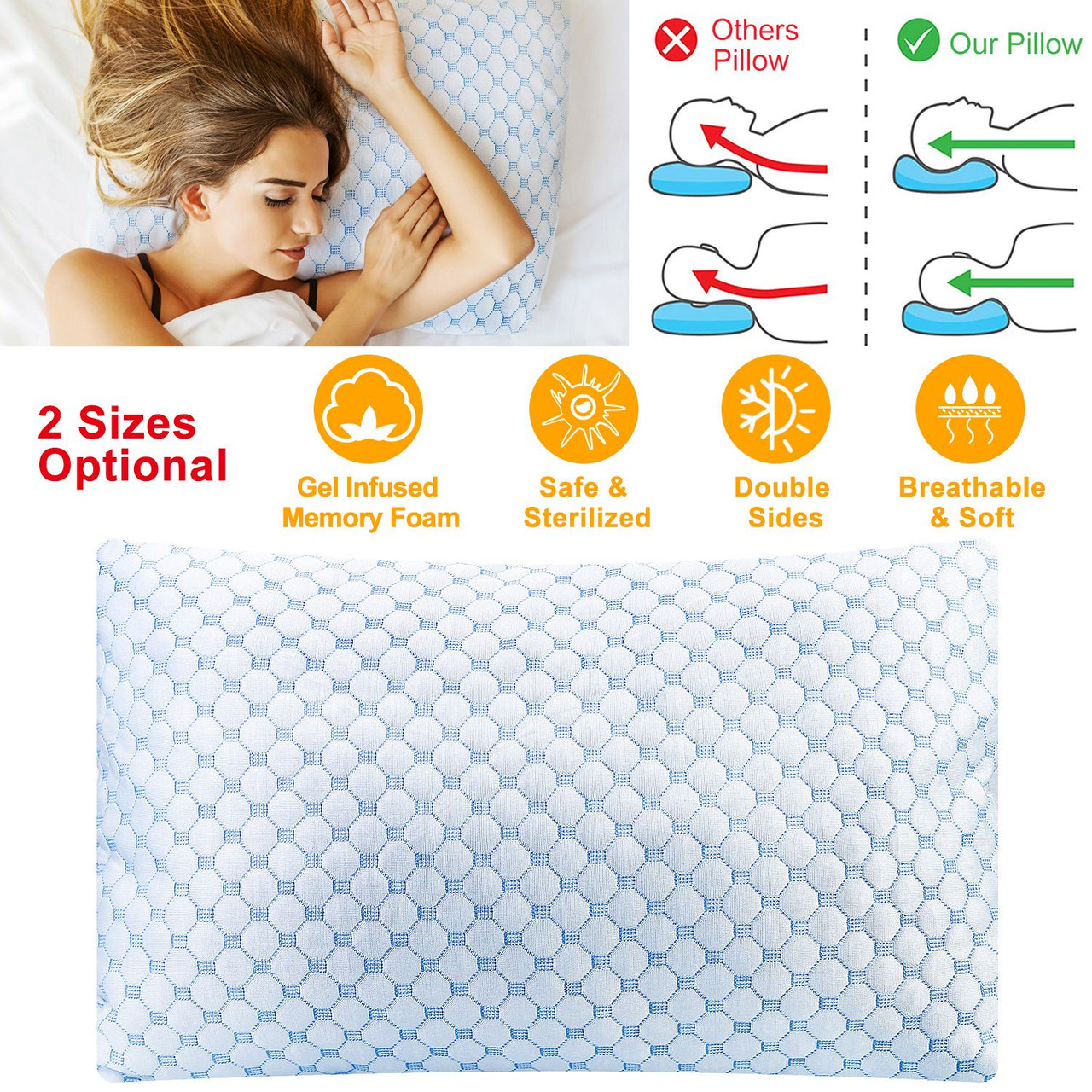 NewHome™ Cooling Memory Foam Pillow product image