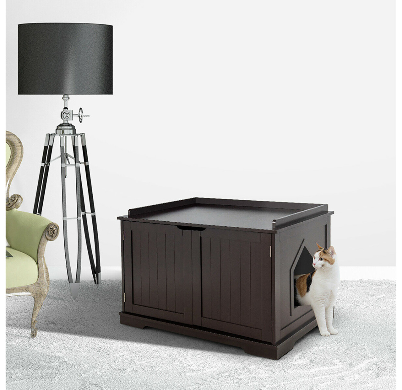 Cat Litter Box Cabinet Storage Bench product image