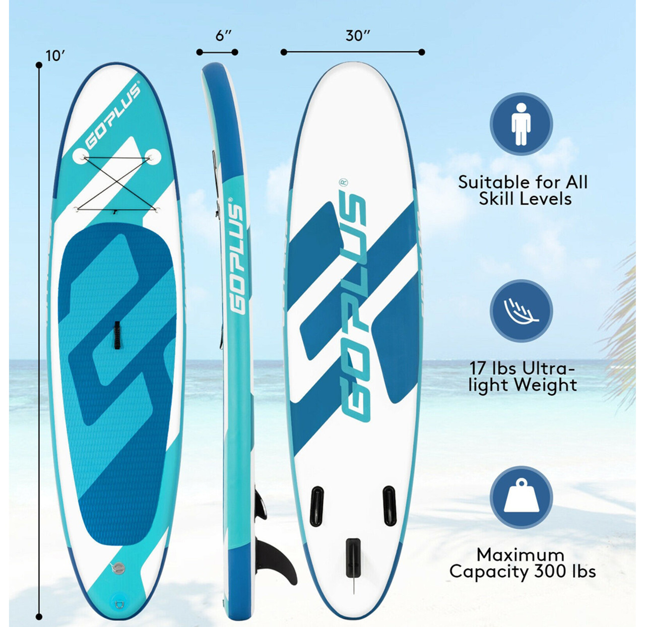 10-Foot Inflatable Stand-Up Paddle Board with Paddle product image