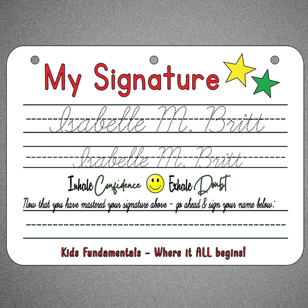 Personalized 2-in-1 Double-Sided Kids' Practice Signature Page product image