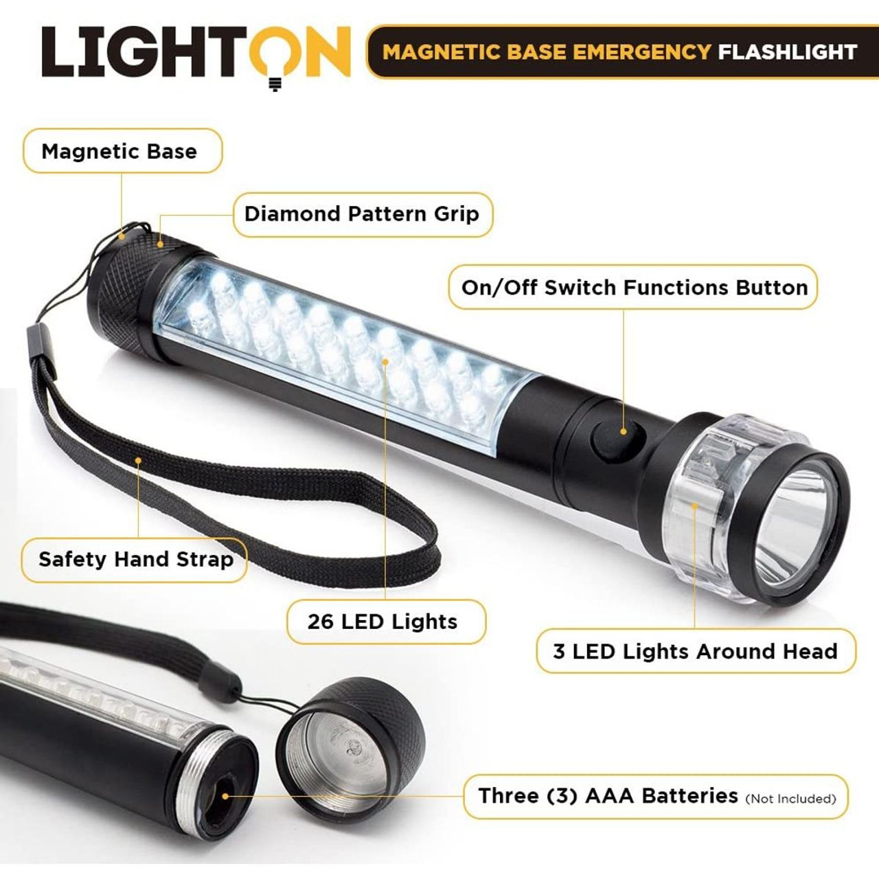 3-in-1 29-LED Magnetic Base Emergency Flashlight product image