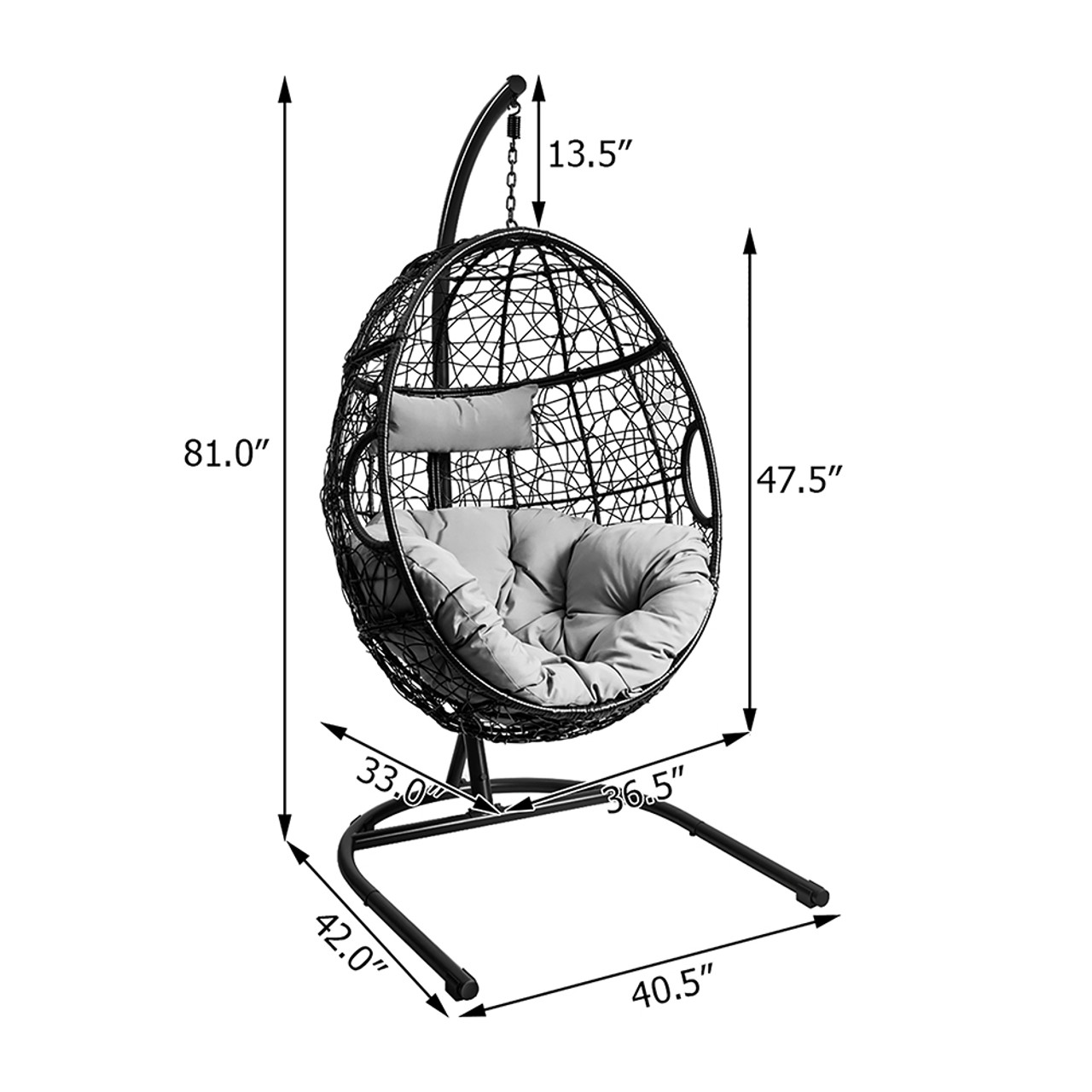 Hanging Cushioned Swing Egg Chair with Stand  product image