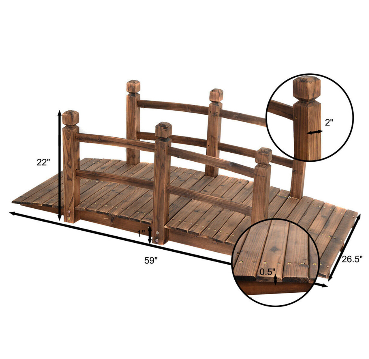 Stained Finish Wooden 5-Foot Garden Bridge product image