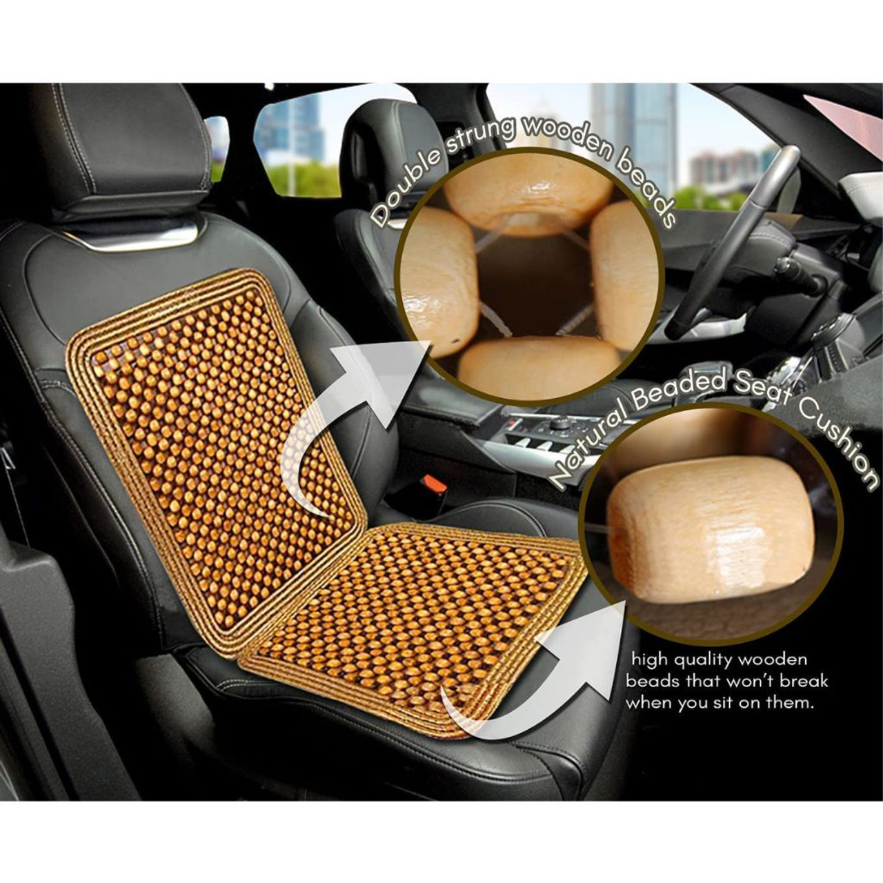 Zone Tech® Wooden Beaded Massaging Car Seat Cover (1- or 2-Pack) product image