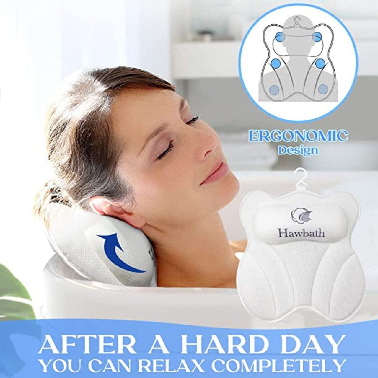 Hawbath™ Ultra-Soft Bath Pillow with 6 Suction Cups product image