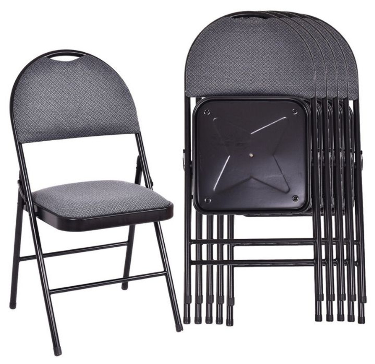 Fabric Upholstered Metal Frame Folding Chairs (Set of 6) product image