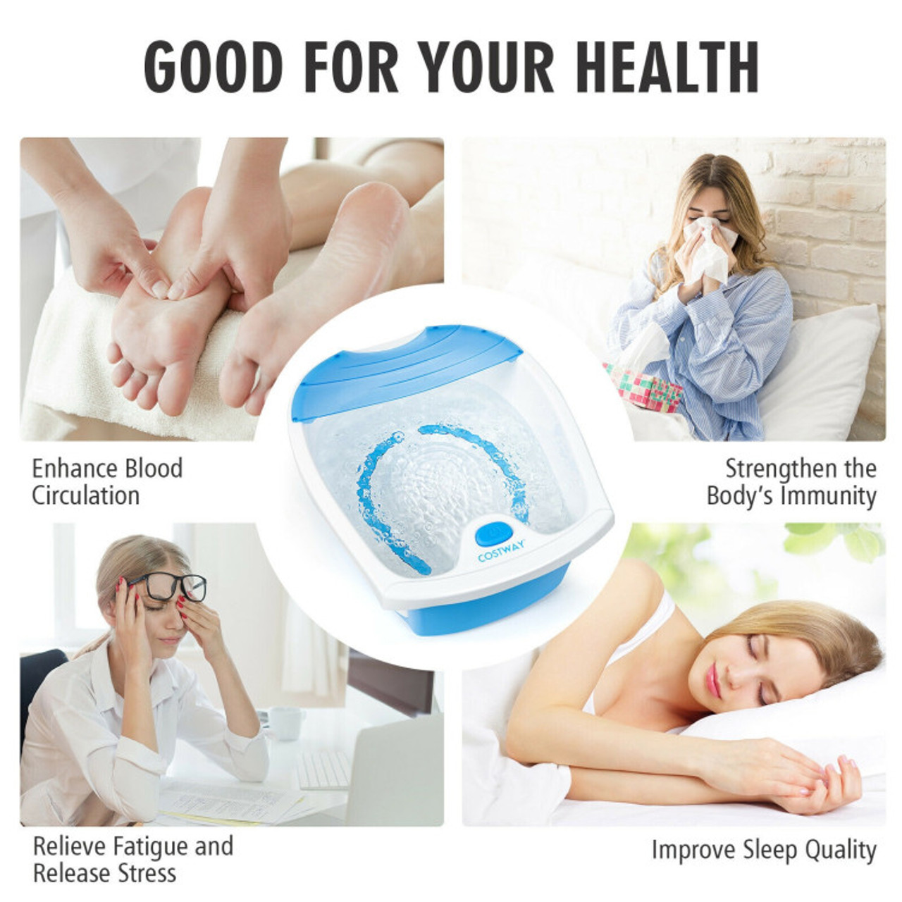 Foot Spa Bath with Smooth Bubble Massage Nodes & Arch Toe-Touch Control product image