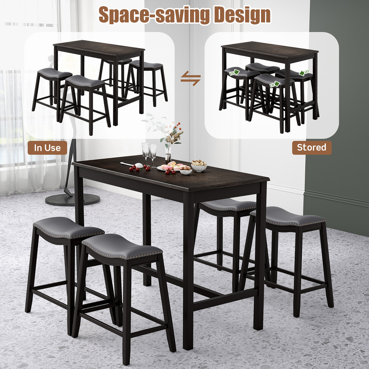 5-Piece Counter Height Table & Upholstered Stools product image