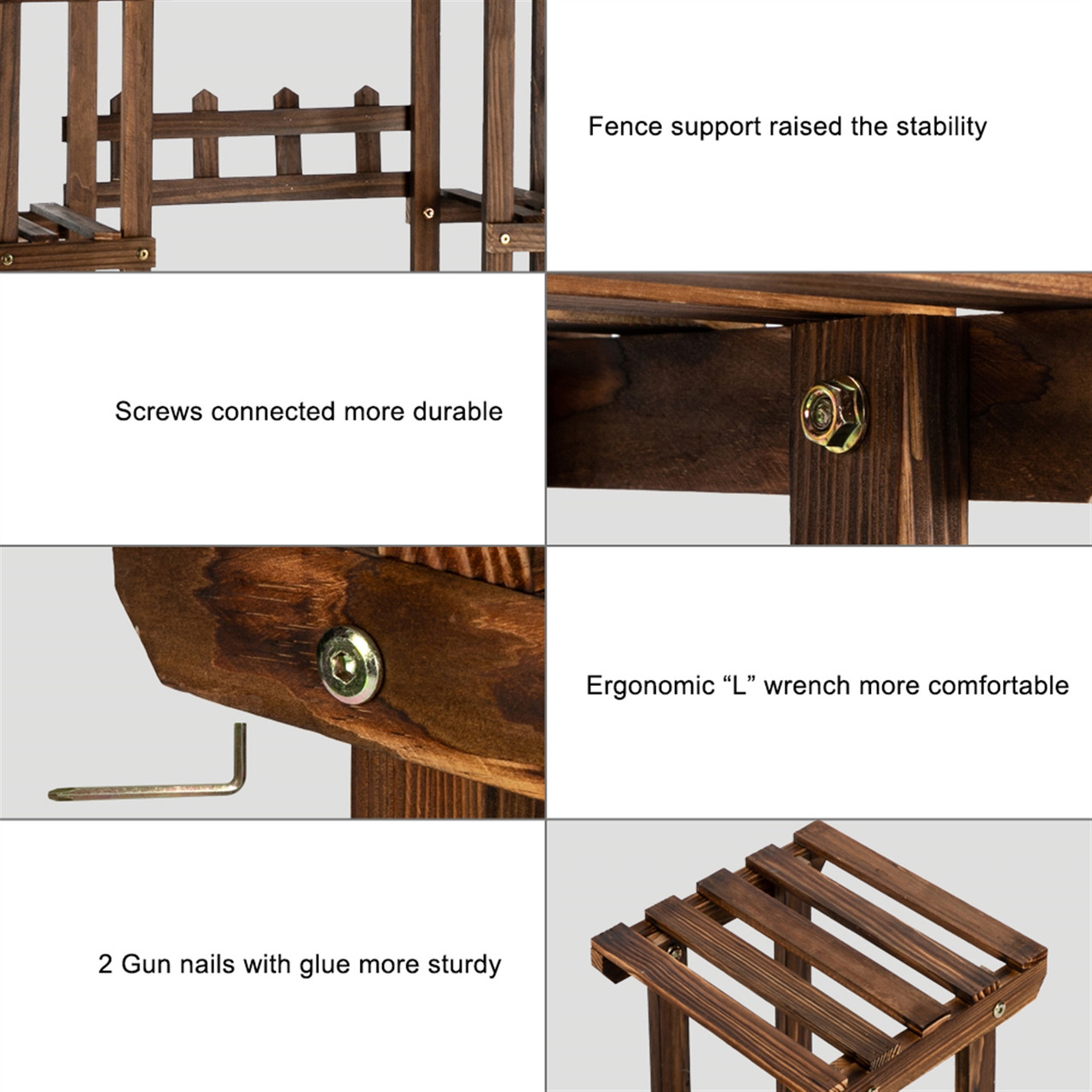 6-Tier Multi-function Carbonized Wood Plant Stand product image