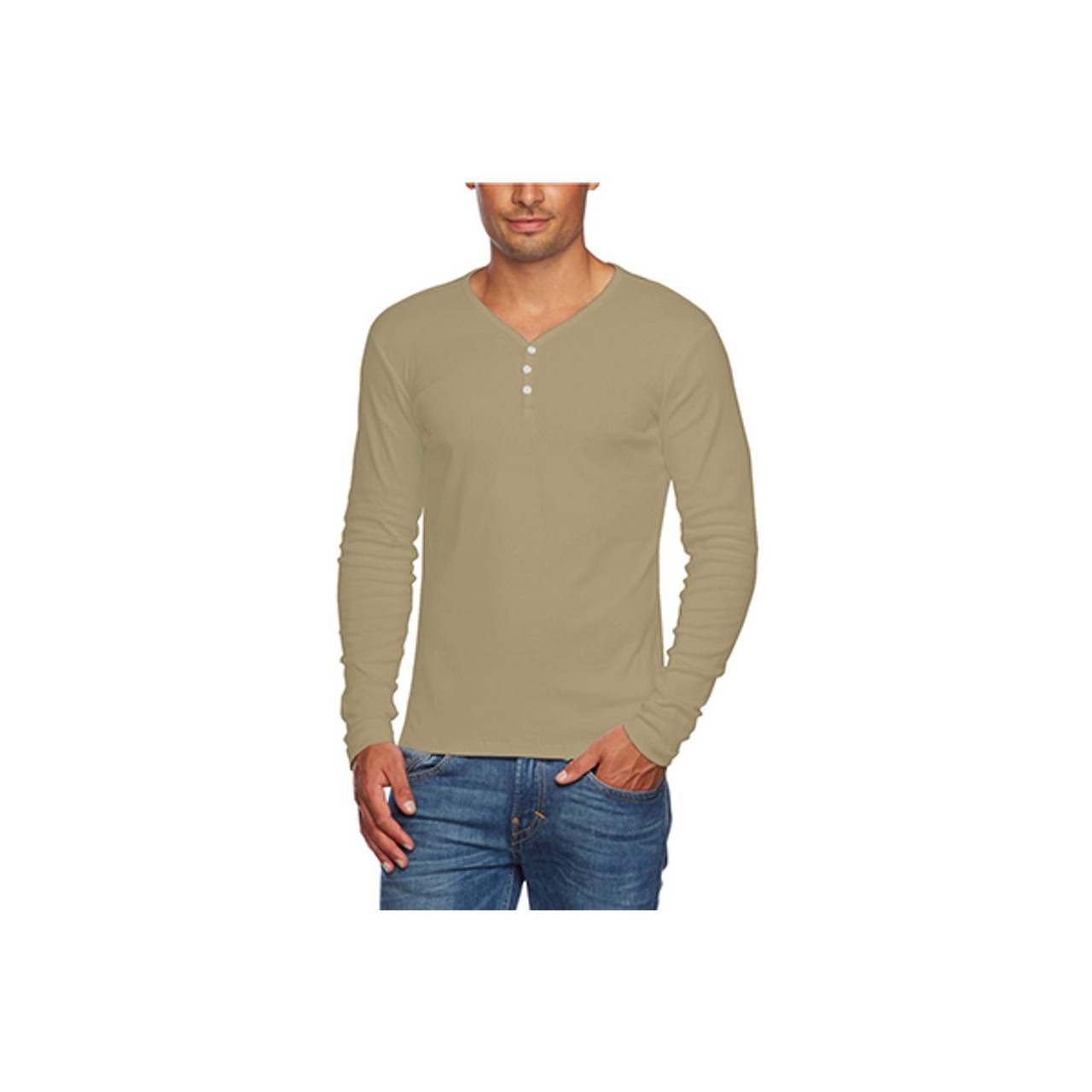 Men’s Slim Fit V-Neck Long Sleeve Cotton T-Shirt with 3-Button Opening product image Men’s Slim Fit V-Neck Long Sleeve Cotton T-Shirt with 3-Button Opening product image