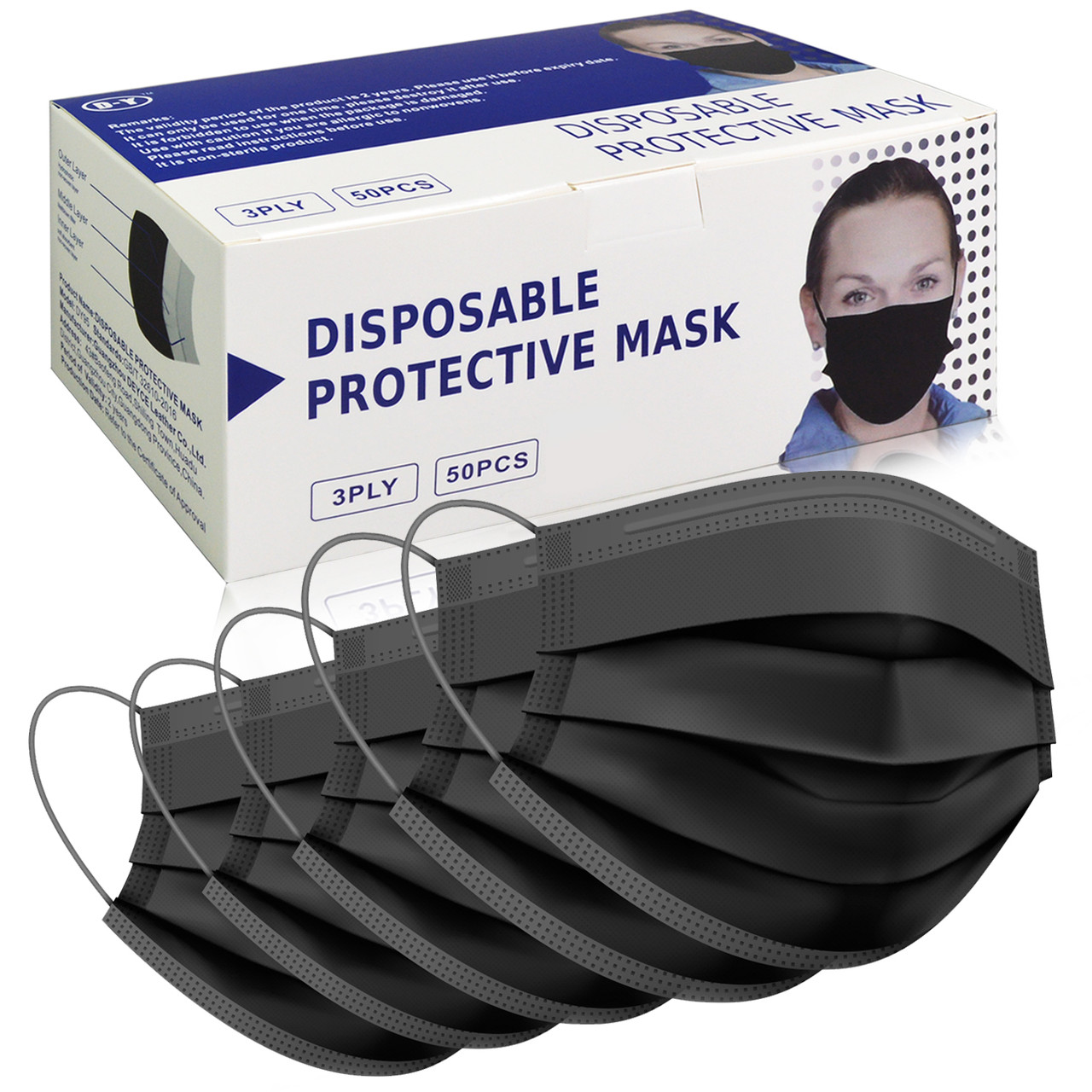 Black Disposable Non-Medical 3-Ply Face Mask (50- to 2,000-Pack) product image