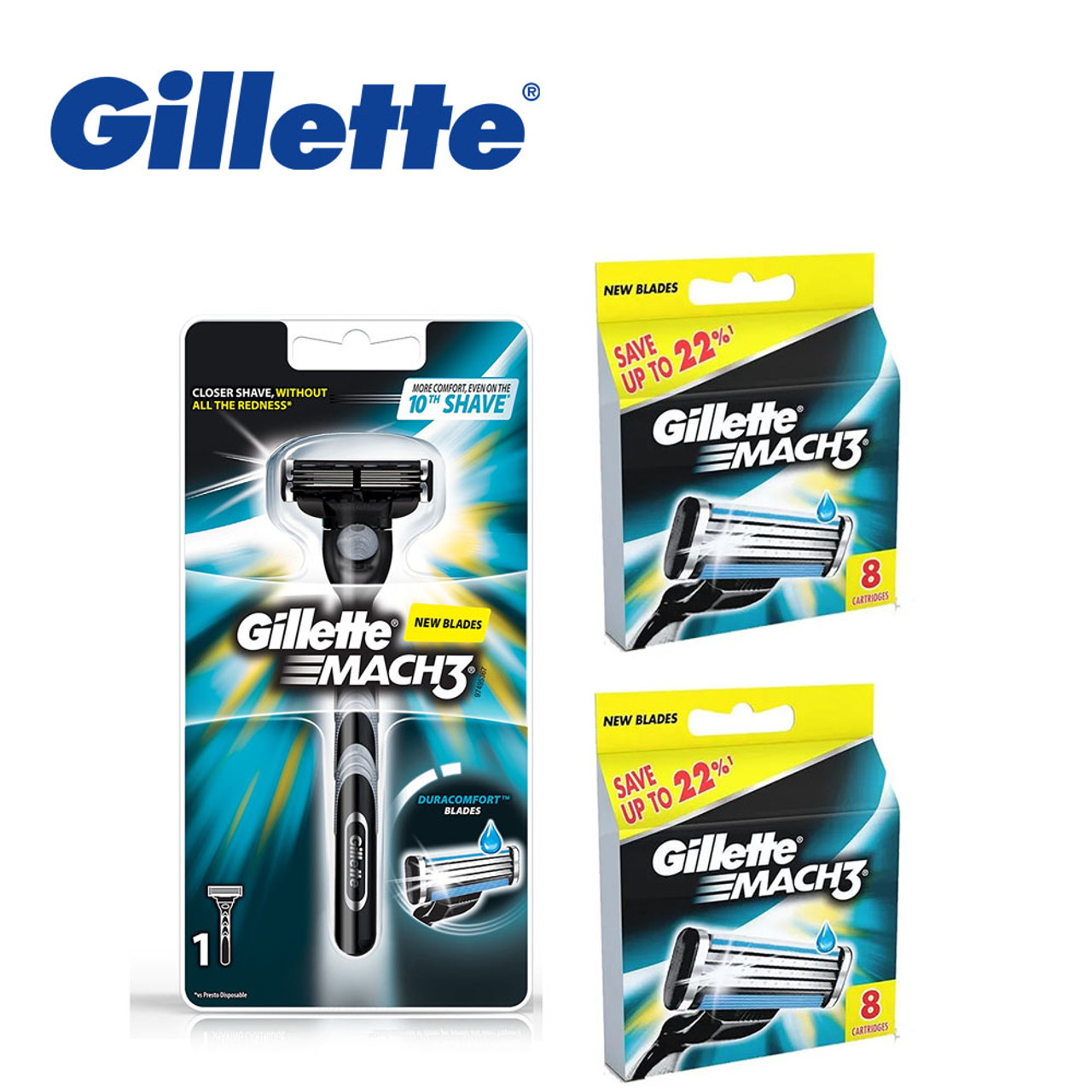 Gillette® Mach3® Razor Handle + 16-Count Refill Blade Cartridges product image