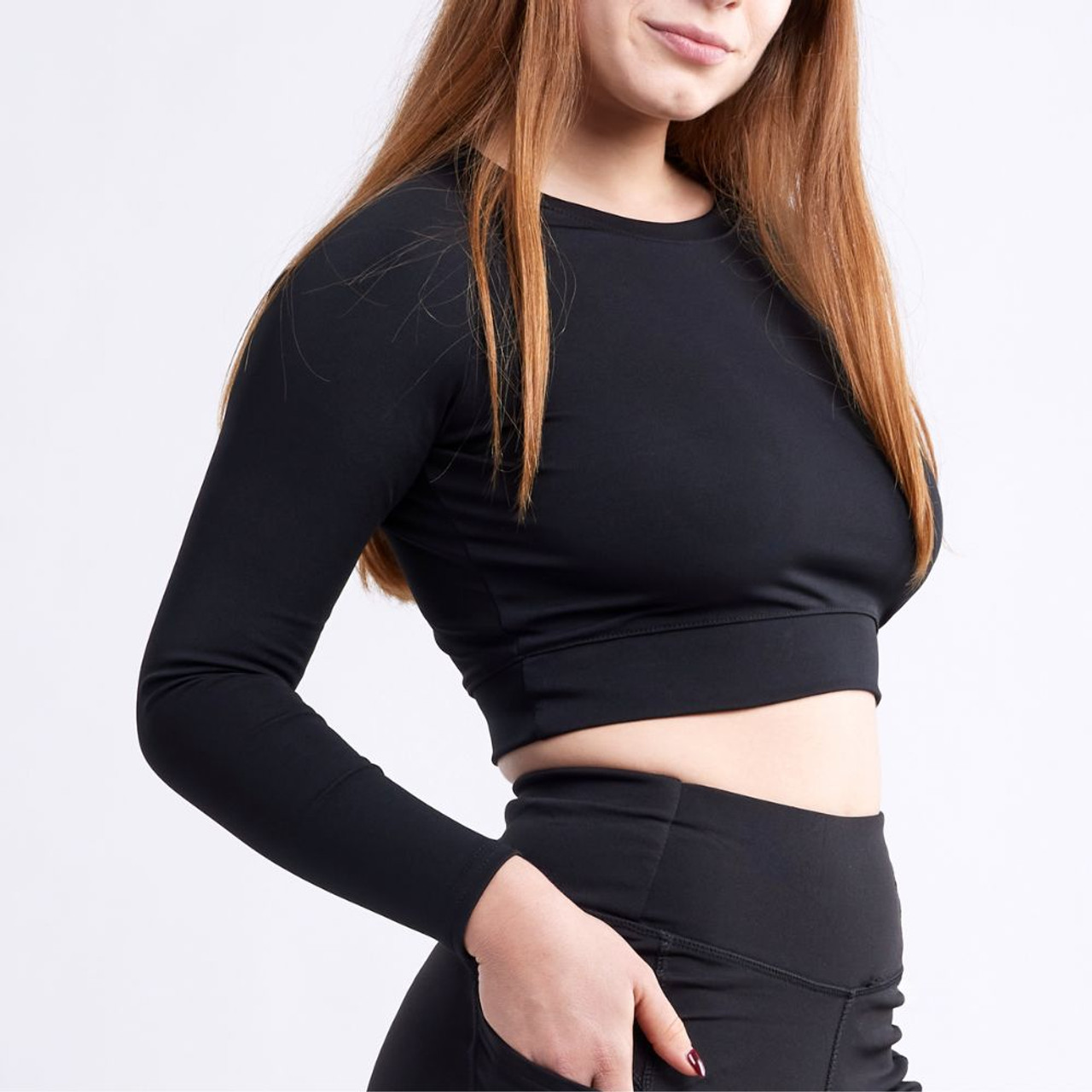 Women's Long Sleeve Round Neck Crop Top product image
