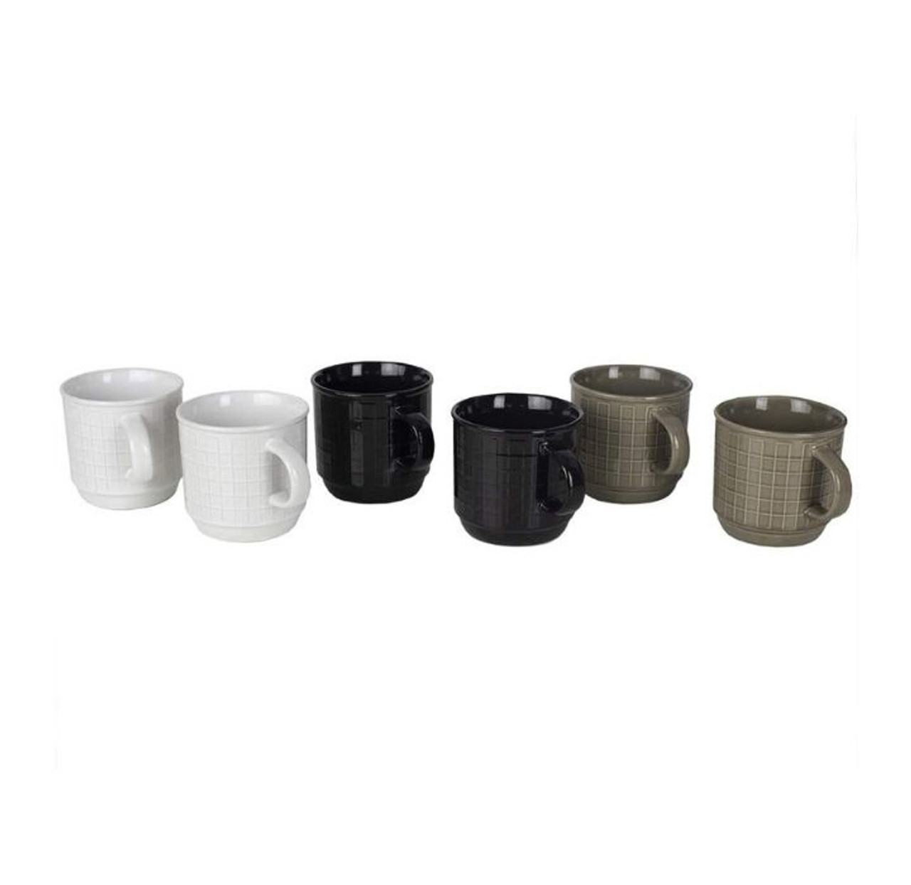 6-Piece Stoneware Mug Set with Metal Rack product image