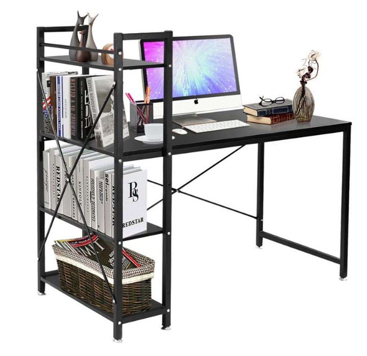 Modern Computer Desk with Shelves product image
