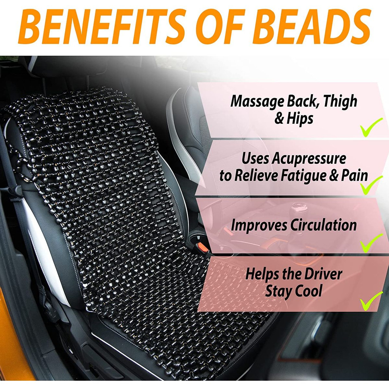 Zone Tech® Wooden Beaded Massaging Seat Cover product image