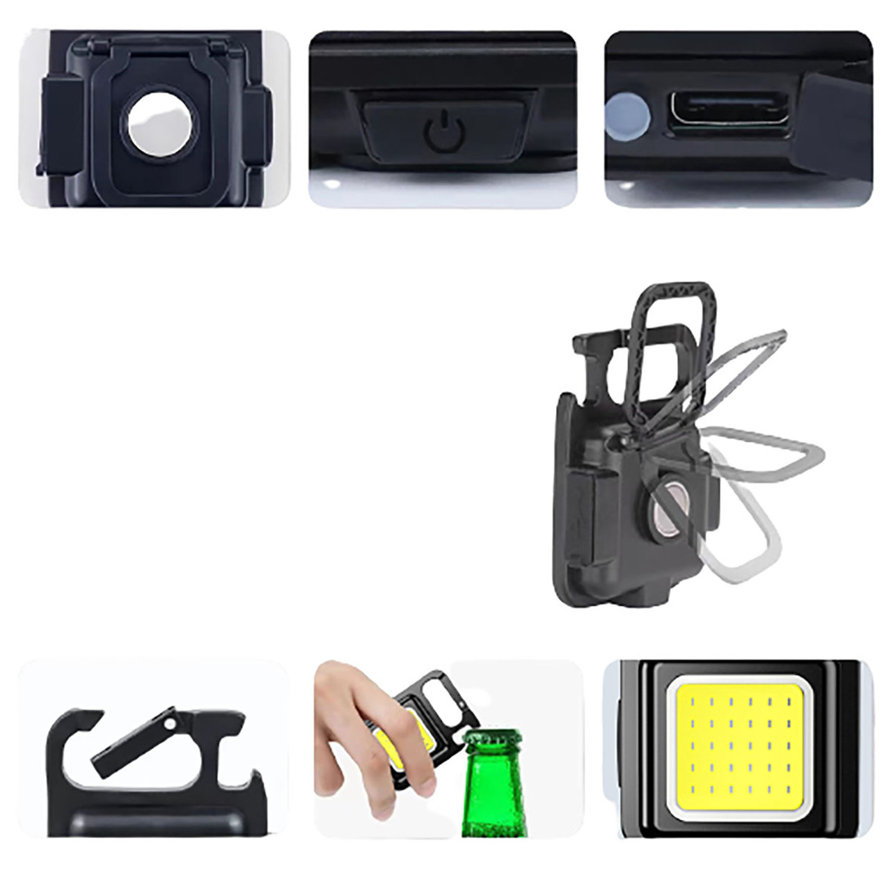 Rechargeable 500-Lumen Mini COB Keychain Flashing with Built-in Bottle Opener product image
