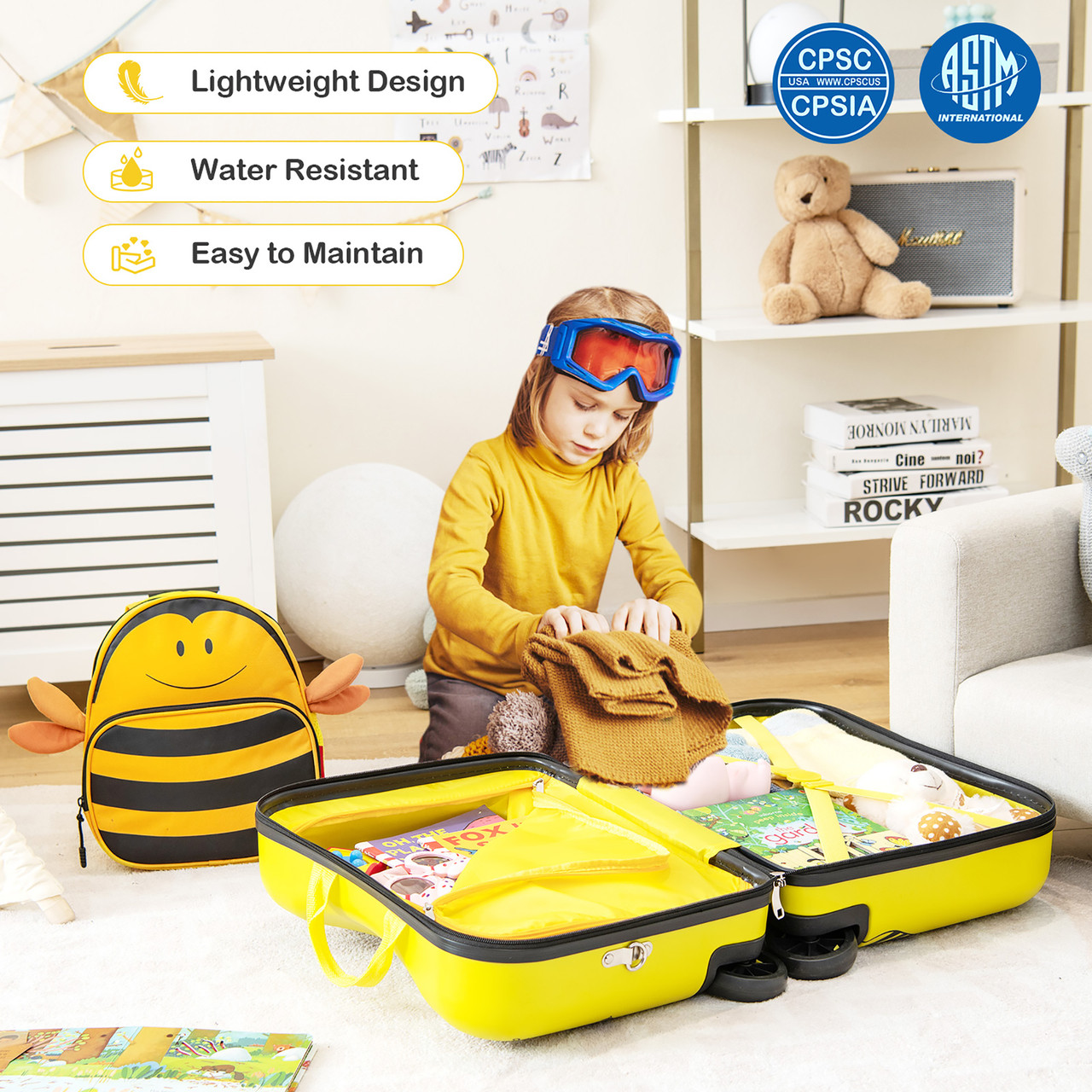 Kids' 2-Piece Ride-on Luggage Set Carry-on Suitcase & Backpack product image