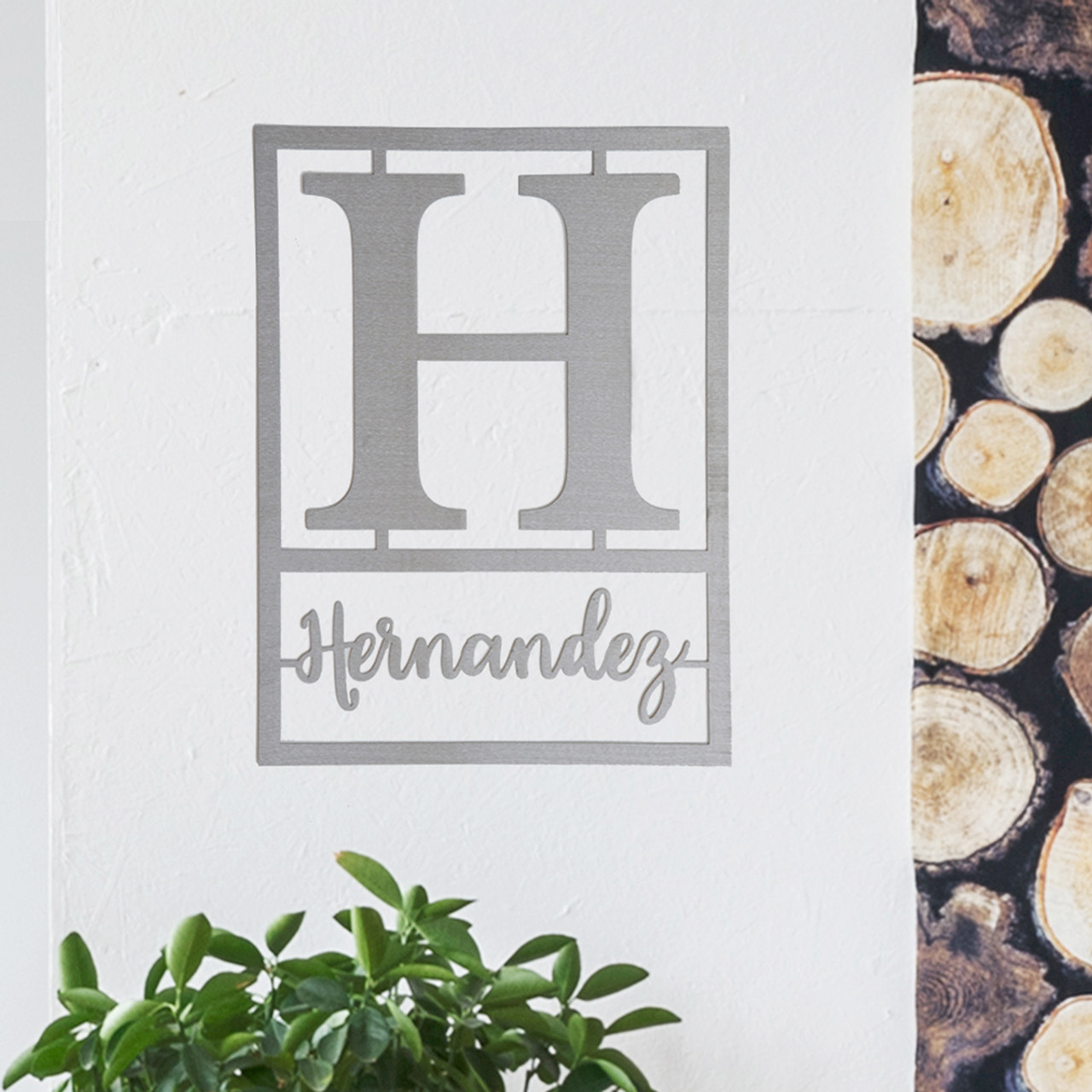 Personalized 16-Inch Floating Script Monogram Metal Plaque product image