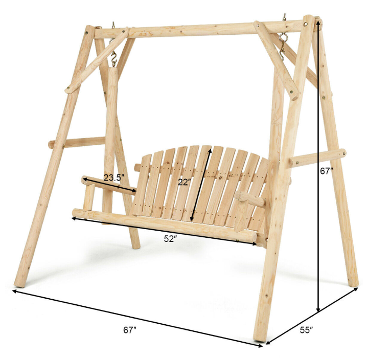 A-Frame Wooden Log Porch Swing product image