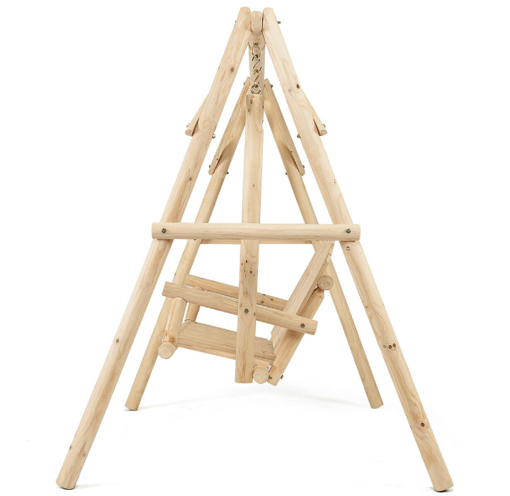 A-Frame Wooden Log Porch Swing product image