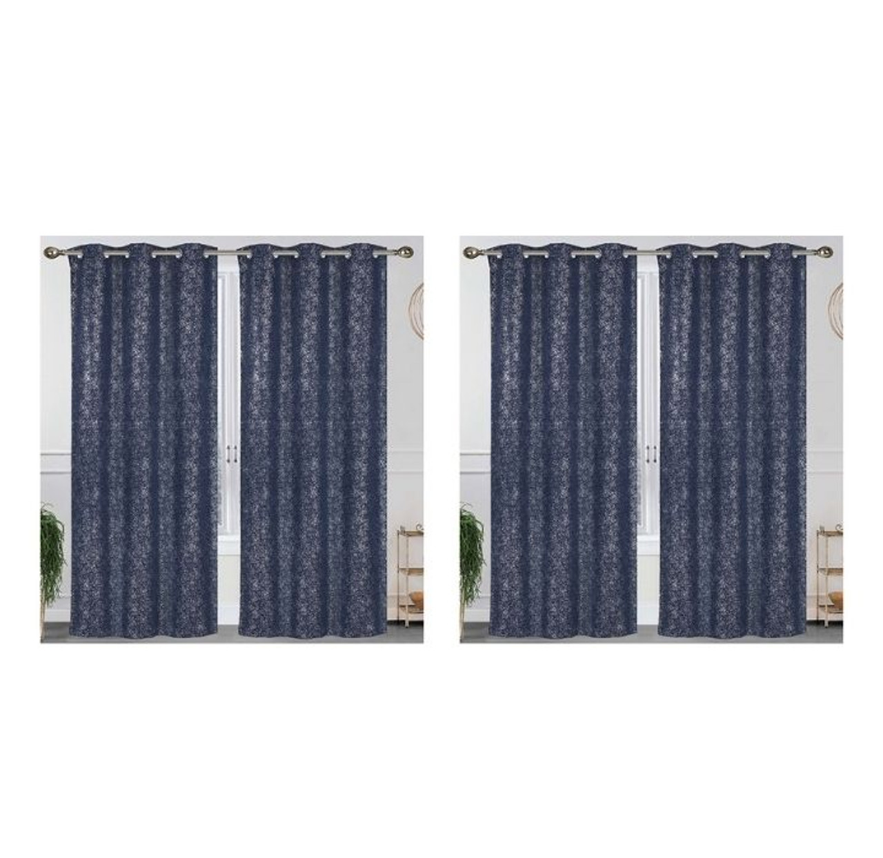 Metallic Textured 84" Blackout Grommet Top Curtain Panels (Set of 4) product image