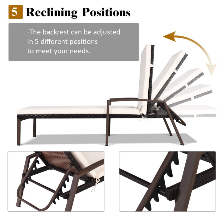 Rattan Cushioned Adjustable Lounge Chair product image