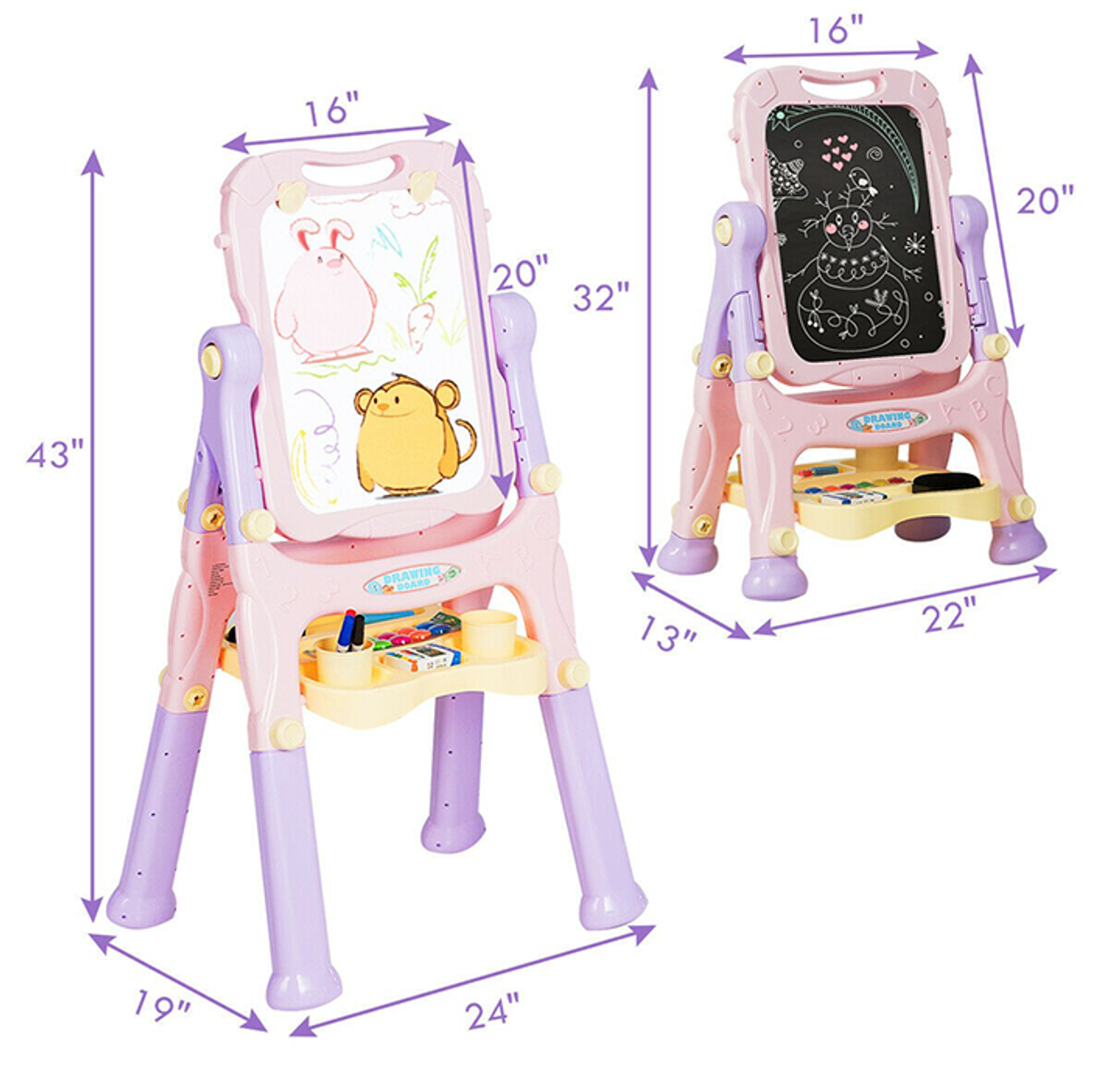 Height Adjustable Kids' Magnetic Double Sided Easel  product image